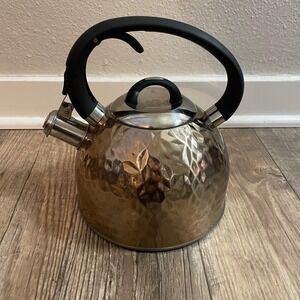 Haus Roland Copper Tone Hammered Stainless Steel Tea Kettle Induction